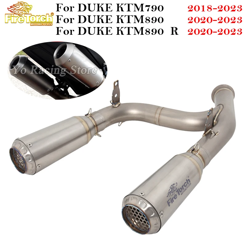 

Slip On For KTM DUKE 790 890 890R 2018 - 2023 Motorcycle Exhaust Double Muffler All Titanium Alloy Escape Moto Middle Link Pipe