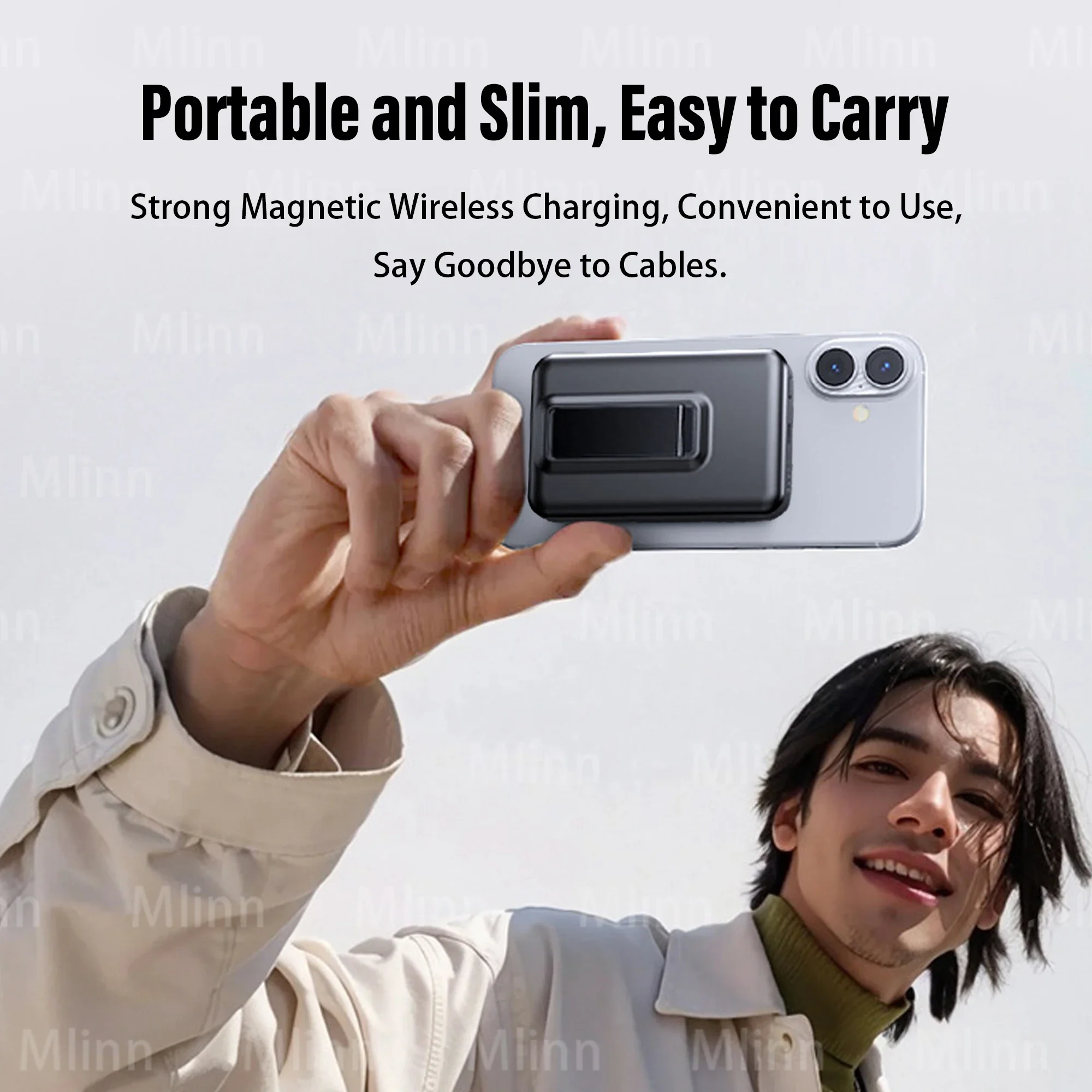 10000mAh Magnetic Wireless Power Bank 3 in 1 Portable Auxiliary Battery PD20W MagSafe Powerbank For iPhone 16/15/14/13/12 Watch 4