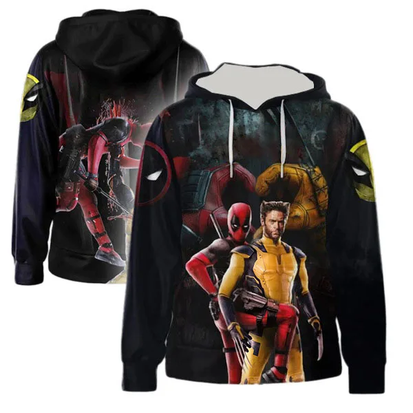 thumbnail image 2 of Suéter holgado con estampado 3D de la película Marvel Deadpool y Wolverine, estilo hip hop, informal, cómodo, para otoño e invierno, 2 of 5