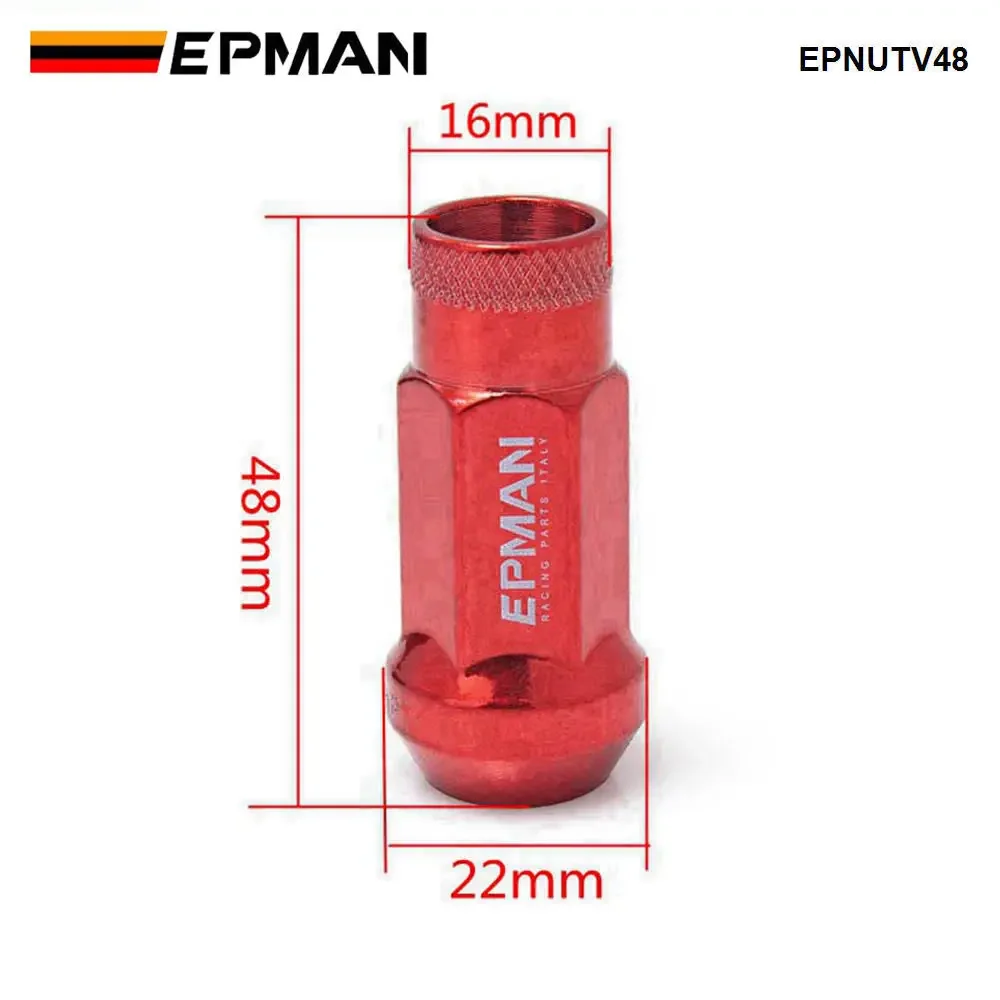 Wheel Lug Bolts,EPMAN MT V48 Auto Steel Acorn Rim Extended Open End Wheel Racing Lug Nuts With One Key M12X1.5 Or M12X1.25 20pcs EPNUTV48