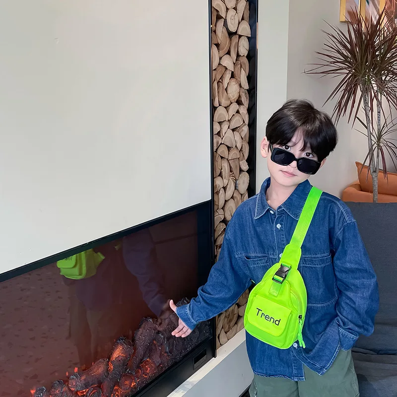 بلون بسيط رسالة الأطفال حقيبة كتف موضة نايلون جديد أطفال حقيبة ساع لطيف عادية بنين أطفال حزمة مراوح حقيبة يد