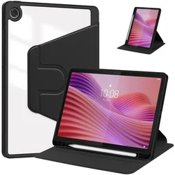 360 Rotating Stand Acrylic Tablet Case - Durable Shell for Lenovo Tab 10.1 2025 (Black)