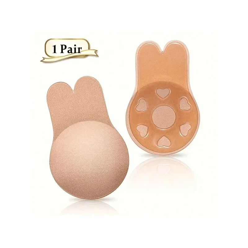 2 Pcs Reusable Rabbit Ear Nipple Sleeve Weight Lifting Silicone Adhesive Bra Pad for Sports Push-Up Plank WorkoutUI 6