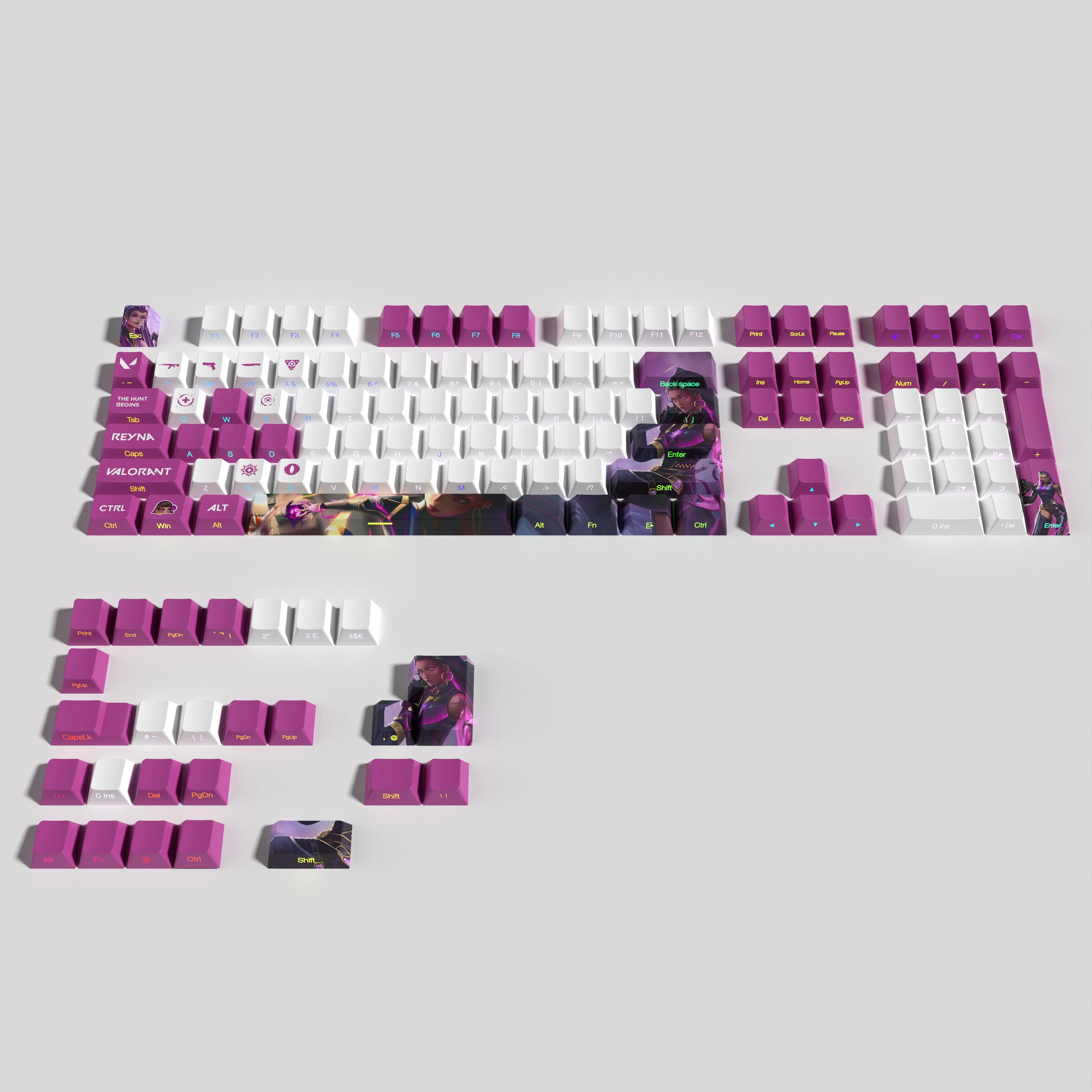 Valorant-valorant Lado Transparente Impressão Keycaps Pbt Dye Sub Conjunto Completo Perfil Cereja Keycaps Jogo - Imagem 3
