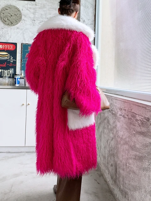 New 2023 Autumn and Winter High-End Red Fur Coat Fashion Imitated