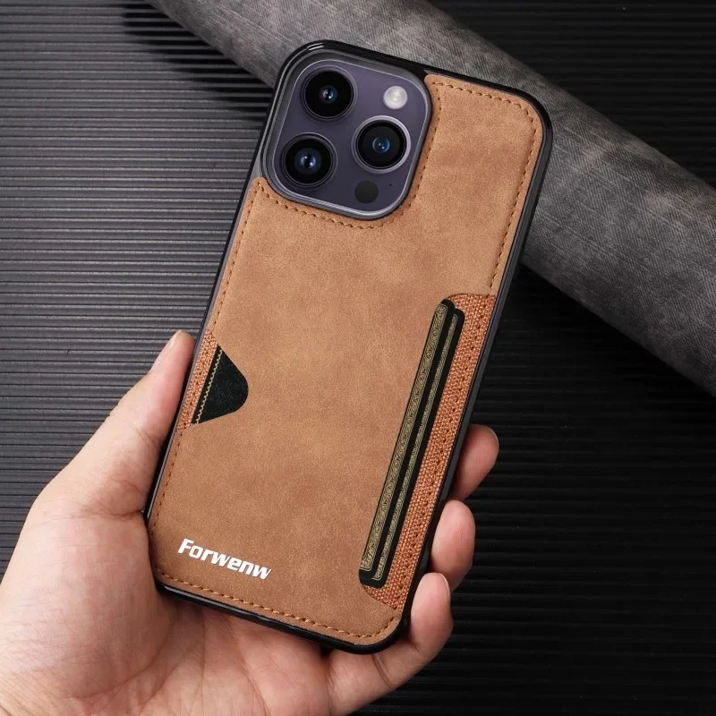 Vintage PU Leather Wallet Phone Case with Card Holder Feature