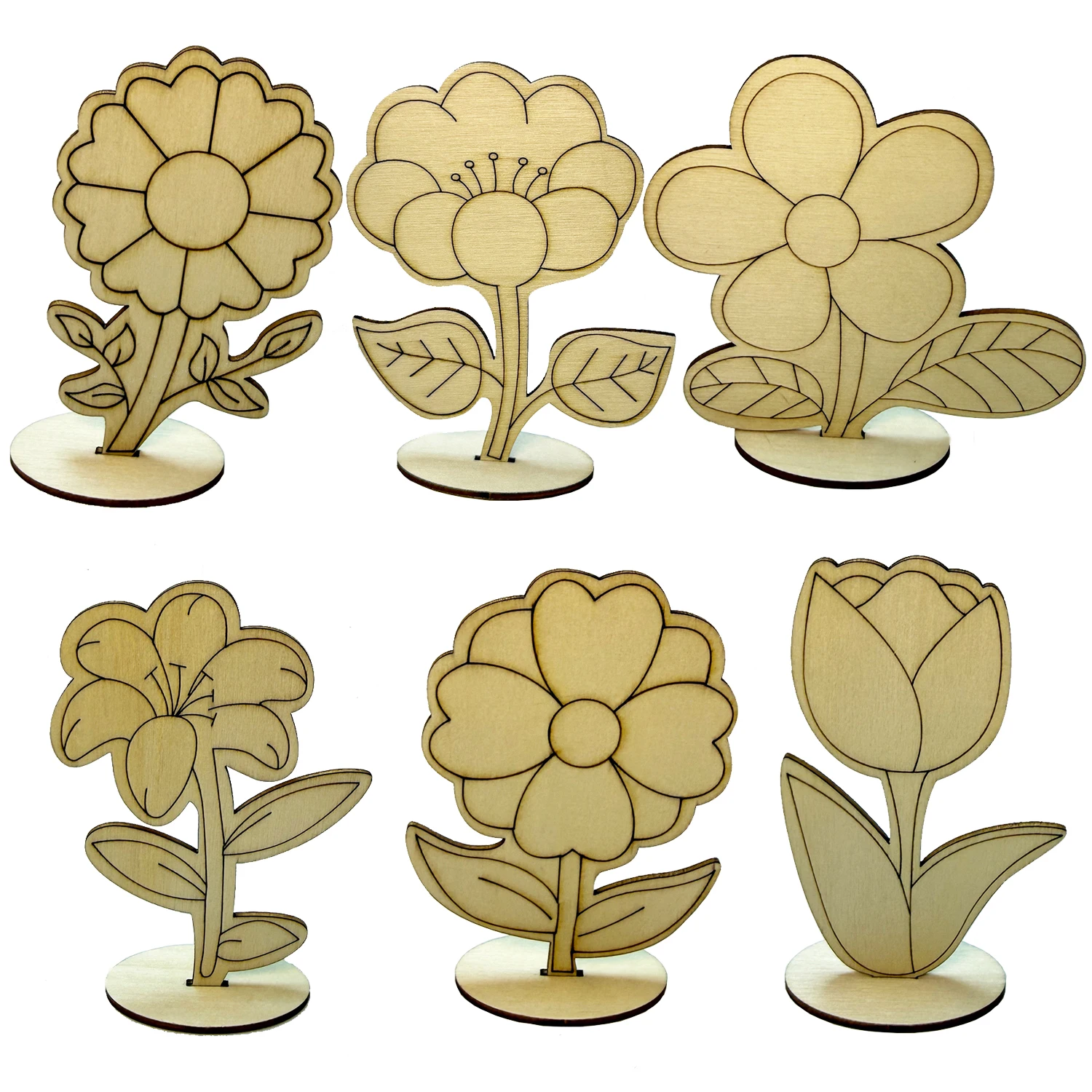 Wooden DIY Craft Flowers 1