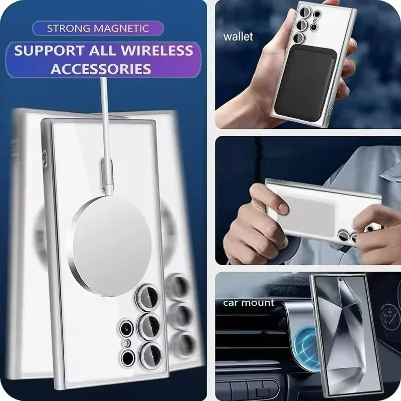 Luxury Transparent Plating Phone Case with Lens Protection and Wireless Charging Compatibility