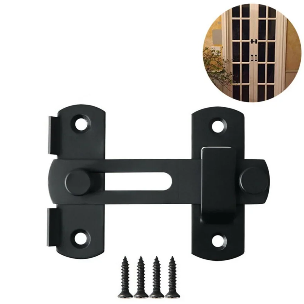 3-Layers Gate Latch Bolt Door Flip Latch Installation Latch Lock Matte Black Safety Screws Stainless Steel High Quality