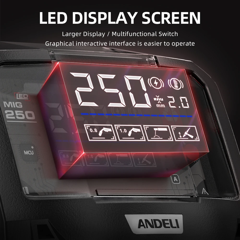 ANDELI 3 in 1 MIG Welding Machine MIG/LIFT TIG/Stick IGBT Inverter Semi-Automatic Welding Machine Gasless MIG Welders for Home