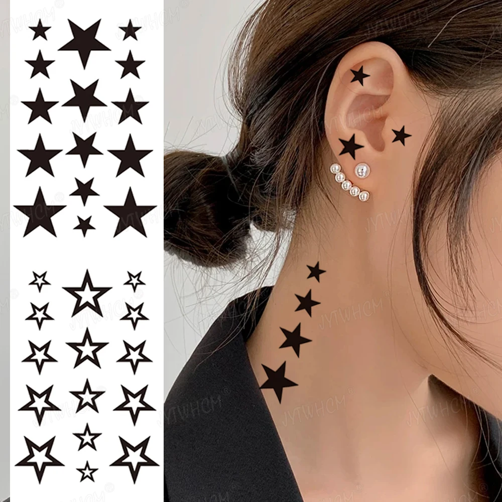 

Star Collection Tattoo Stickers Waterproof Black Sexy Product Fake Tattoo Art Body Face Ears Modern Tattoo For Women Men Sticker