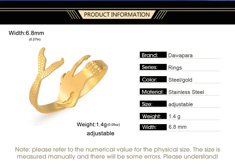 Dawapara Meerjungfrau verstellbarer Ring minimalistischer Ozeanliebhaber Märchen Geschenk Edelstahl Ehering Fingerring – Detail 2