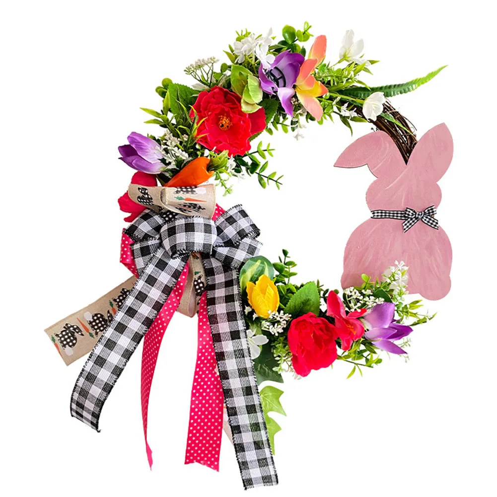 

Easter Wreath Easter Bunny Wooden Sign Dead Branch Wreath Simulation Wreath Garland For Office Room Home Office Door Decoration