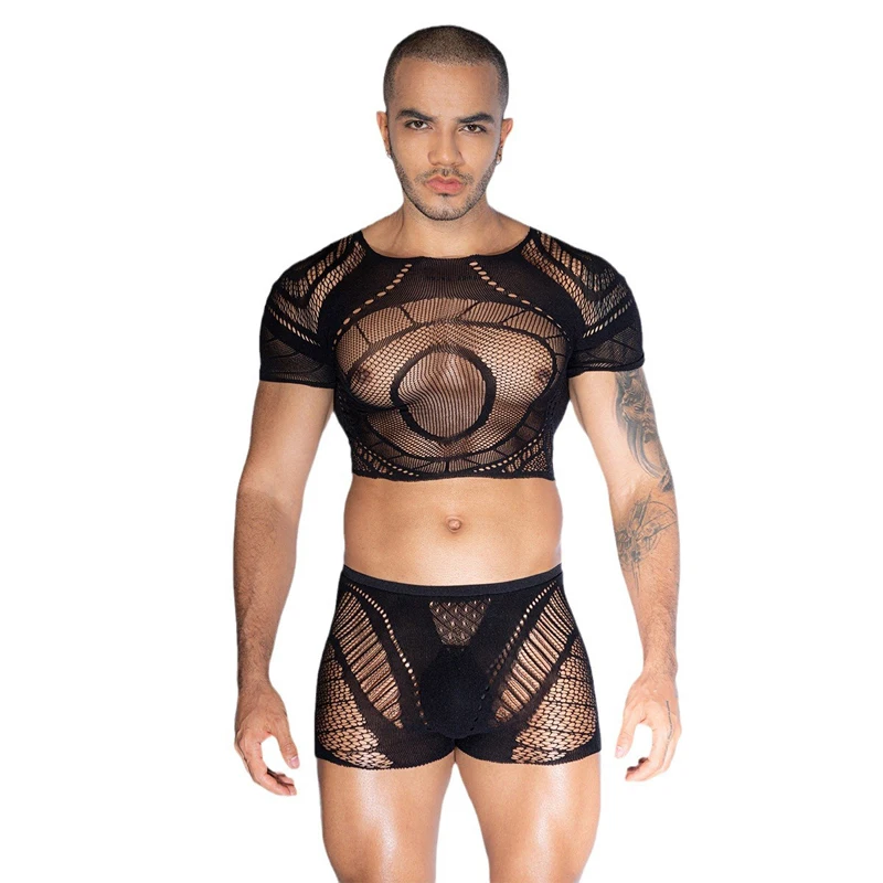 Multiple Man Sexy Erotic Lingerie Mankini Costume Intimates Fishnet Valentine's Day Gift Cosplay Carnival Fancy Party Dress
