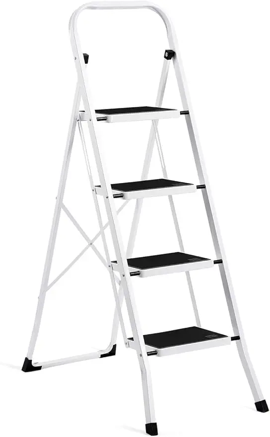 

ACSTEP Step Ladder 4 Step Folding Step Stool for Adults with Handrails Heavy Duty Steel Sturdy Lightweight Collapsible Stools