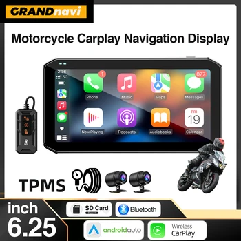 GPS per moto da 6,25 pollici WiFi Moto Navigazione Schermo di visualizzazione Carplay impermeabile Moto portatile Android Auto