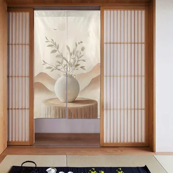 Japanese Style Vase Print Door Curtain 1