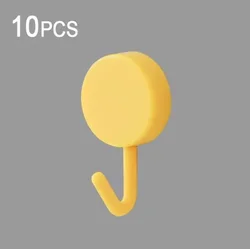 10 - Pack Self Adhesive Strong Wall Hooks for Home Storage and Organization (Yellow 10pcs)