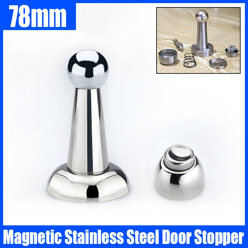 

1PCS Stainless Steel Door Stopper Door Catch Magnetic Door Stop Wall Mounted Door Stop Door Closer Hardware