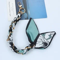 Woven Silk Scarf Double Buckle Wrist Strap with Mobile Phone Lanyard (E)
