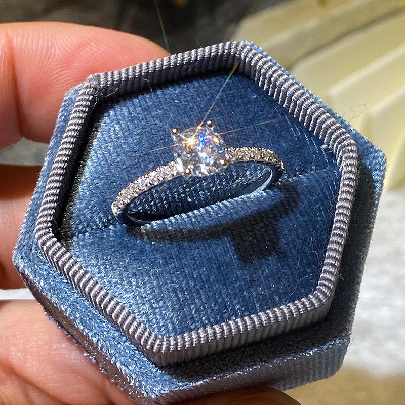 925 Sterling Silver Wedding Engagement Ring for Women Female Romantic Girlfriend Birthday Gift Fashion Crystal Zircon Jewelry 5