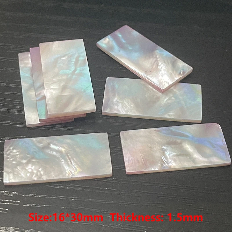 30mm/16mm/1.5mm 천연 자개 조개껍질 슬라이스 핑크 화이트 나비 모양 직사각형 조개 인레이 공예 DIY 조각 재료