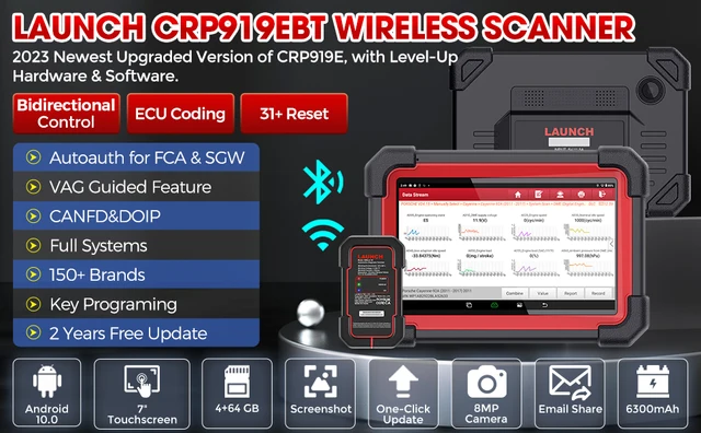 LAUNCH X431 CRP919E BT CRP919EBT OBD2 Scanner Support CAN FD & DOIP 31  Resets