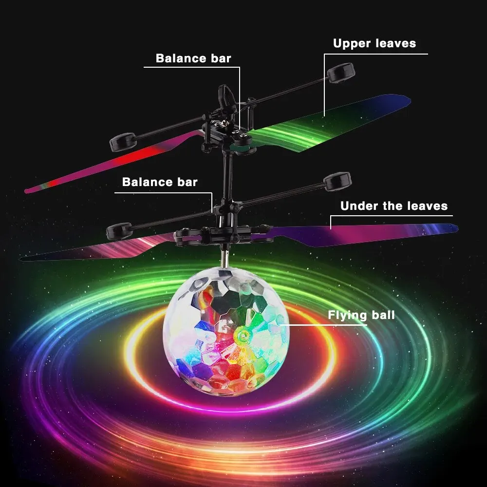 Flying Ball Mini Drone LED Helicopter Crystal Ball Induction Quadcopter 1Pc