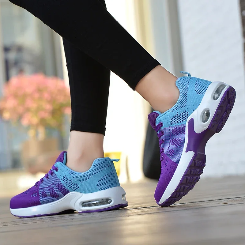 Running Ladies Breathable Sneakers Summer Light Mesh Air Cushion Women's Sports Shoes Outdoor Lace Up Training Shoes