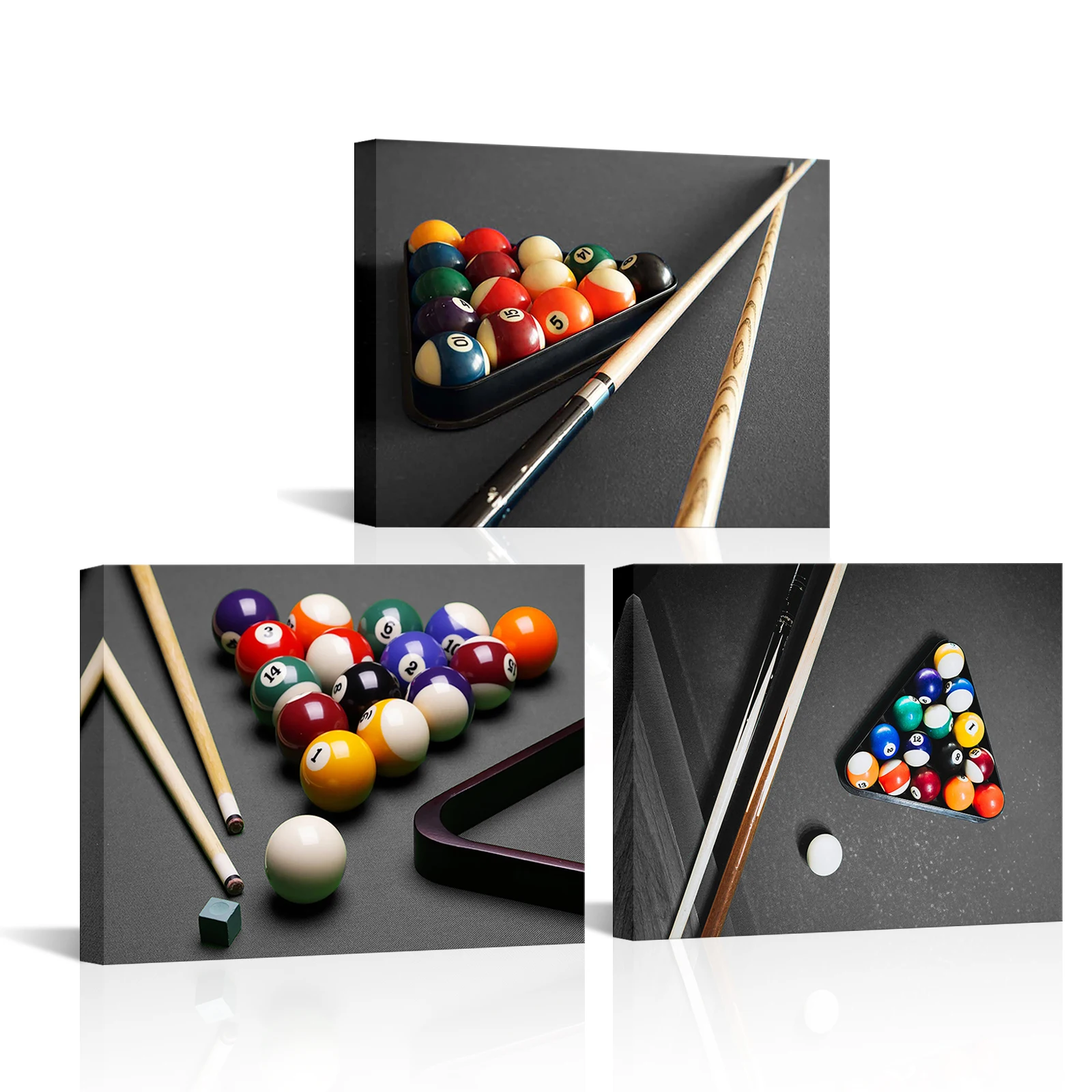 

3 Pieces Billiards Poster Wall Art Billiard Ball and Cue Print Canvas Art Modern Style Picture Living Room Home Decor