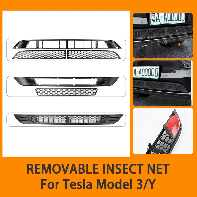 

Removable Car Insect Prevention Net Grill Panel Garbage Dust Proof Protective Mesh For Tesla Model 3/Y Model 3 Highland
