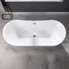 71" Acrylic Freestanding Bathtub with Brushed Nickel Overflow and Drain，Bottom with Stainless Steel Bracket Makes，Bathtub 5