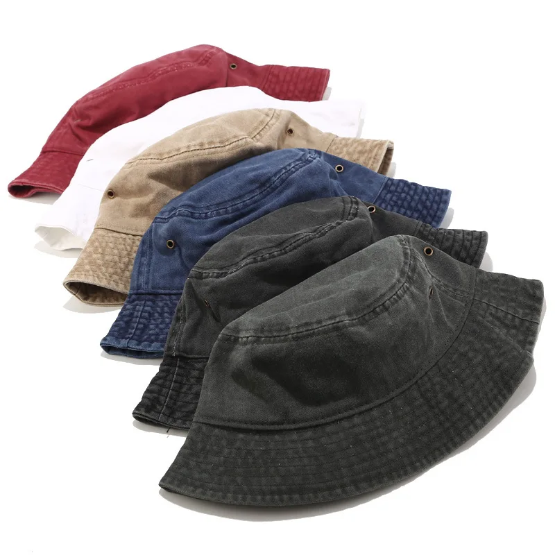 

2022 New Fisherman Hat Vintage Denim Bucket Hats Outdoor Men Women Washed Cotton Panama Hat Fashion Hip Hop Gorros Bob Hat
