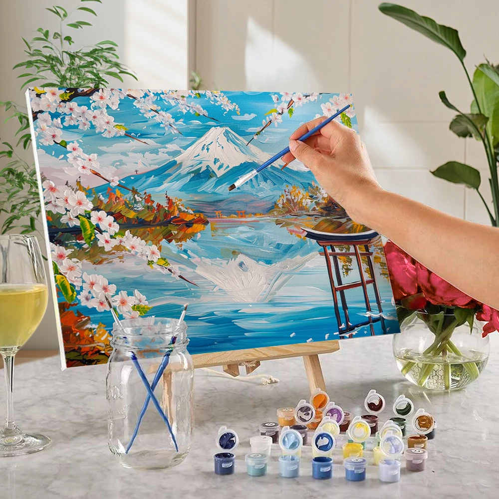 후지 산 DIY 손으로 그린 그래피티 그림, 엄선된 명절 선물, 휴일 레저 창조에 적합, 1 개