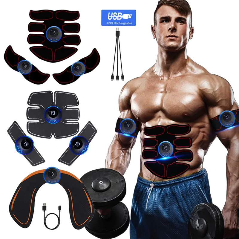 EMS Muscle Stimulator Abs Trainer Muscle Toner USB Rechargable Electric Massager Leg Arm Belly Weight Loss Fitness Workout Unise 1