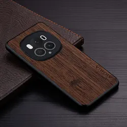 Luxury Bamboo Wood Pattern Leather Case - Premium Cover for Magic 6 Lite (Coffee)