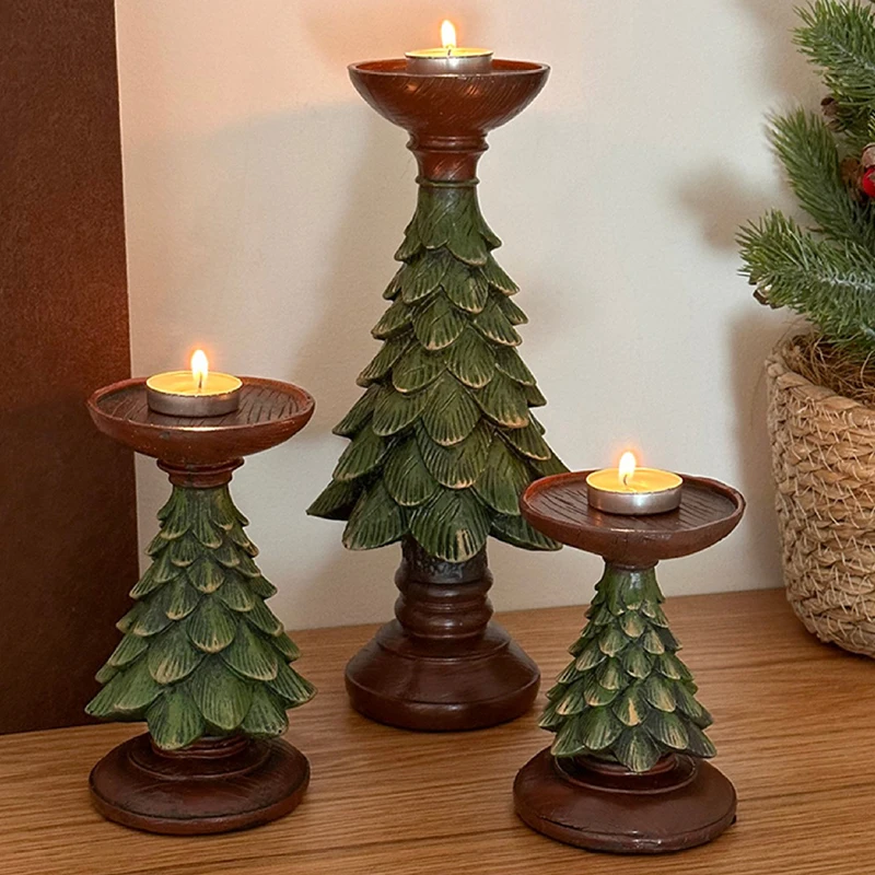Description Picture 4 of itemChristmas Tree Candle Holder Modern Resin Statue Candleholder For Decoration Candlesticks Living Room Sculpture Home Decor Table