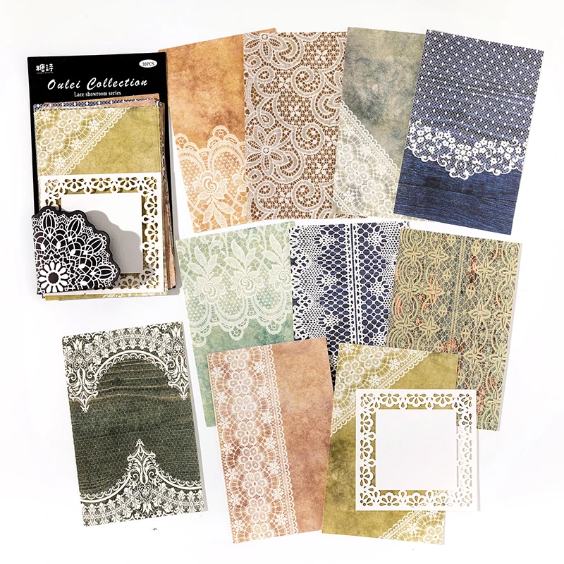 Junk Journal Blank Lace Ledger Vintage Pages, Digital Lace Collage Sheets,  Vintage White Lace Paper, Lace Journal and Scrapbooking Pages 