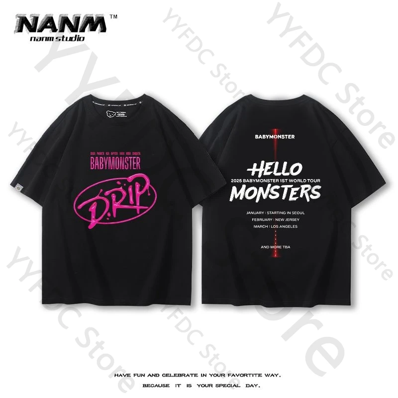 BABYMONSTER Tシャツ Mサイズ 黒色 デザイン BABYMONSTER ロンT ロングTシャツ ブラック Mサイズ ツアーTシャツ