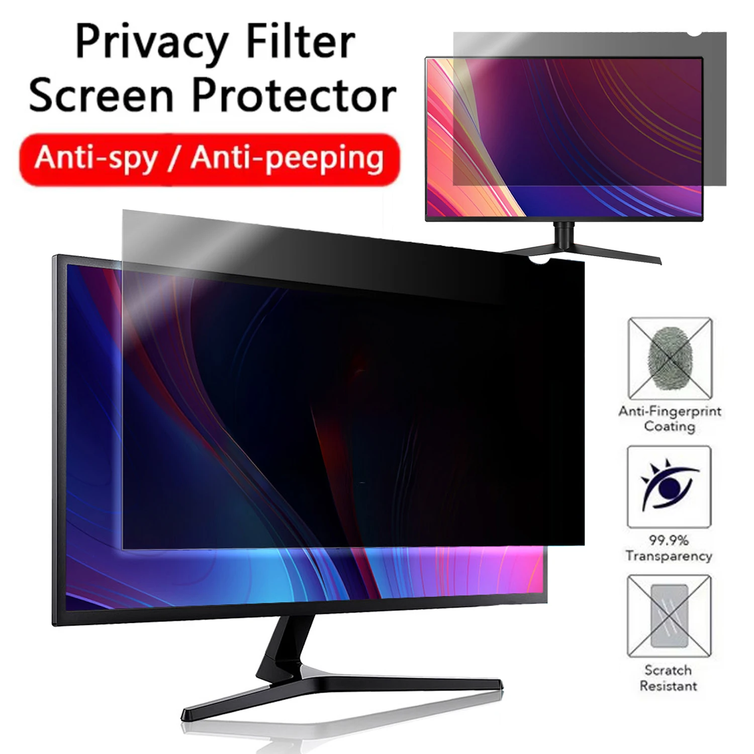 Computer Privacy Screen Protector For Laptop 24 23.8 22 21.5 20 15 inch Widescreen Monitor PC Privacy Filter Anti-spy-peep Film