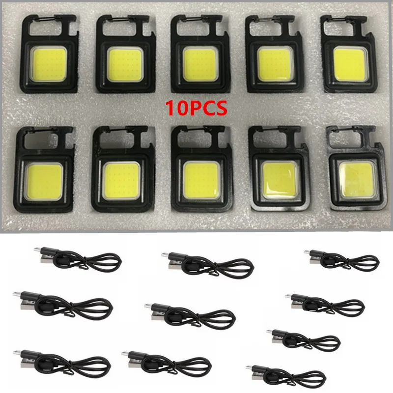 LED Flashlight 1-10PCS Mini 1000LM Keychain Multifunctional Portable COB Camping Lamps USB Charging Work Lights Fishing Lanterna