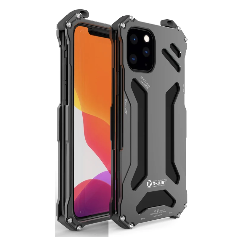 Luxury R-just Aluminum Metal Phone Case For Apple Iphone 15 14 13 12 11 Pro Xs Max Mini Shockproof Slim Hard Back Cover