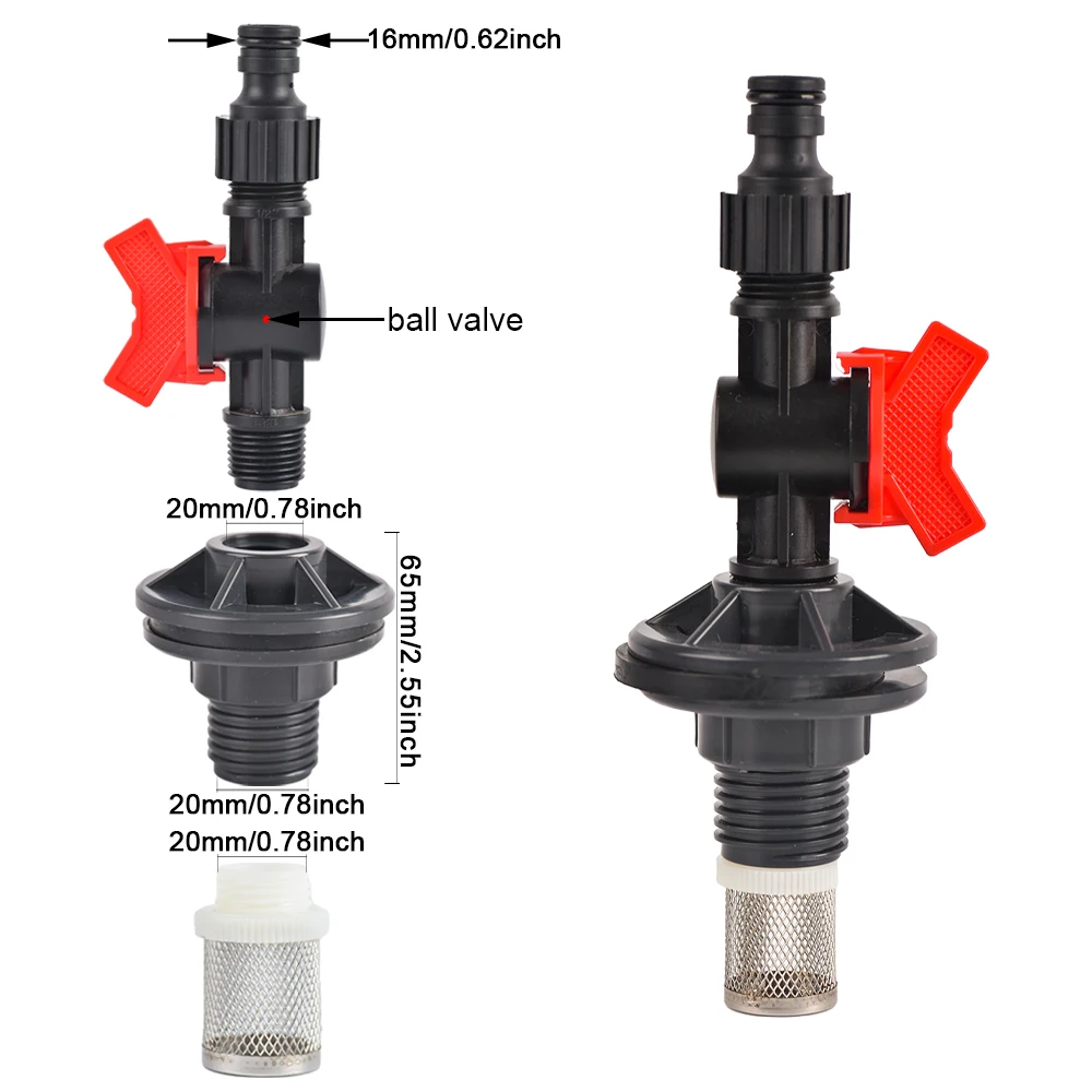 1 Pollice PVC Spigot Rain Bar Rubinetto Kit Pioggia Barilotto Valvola con Parati