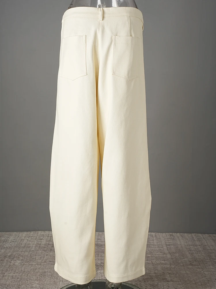 EAM High Waist Black Button Irregular Spliced Long Wide Leg Pants New Trousers Women Fashion Tide Spring Autumn 2026 CPG2744