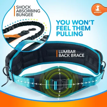 SparklyPets Double Bungee Waist Dog Leash with Back Brace – Dual Dog Leash for Medium/Large Breeds – 2 Dog Running 3