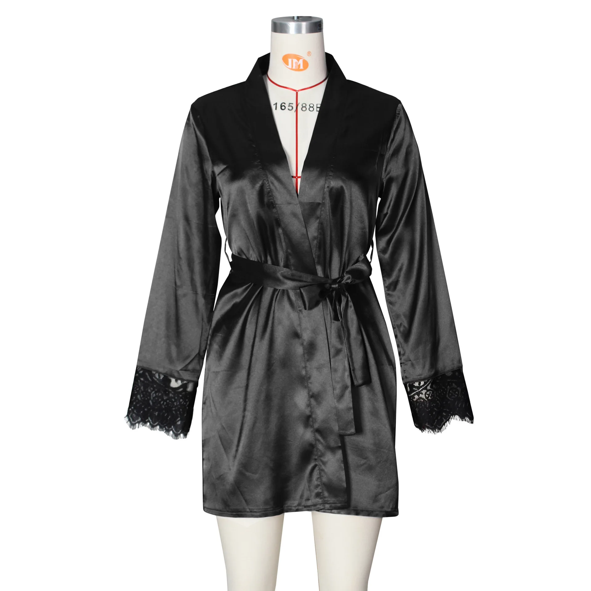 Spring Women's Nightgown Sexy V-Neck See-Through Lace Cardigan Home Dress Bathrobe Pajamas Fashion Casual Comfortable Clothing