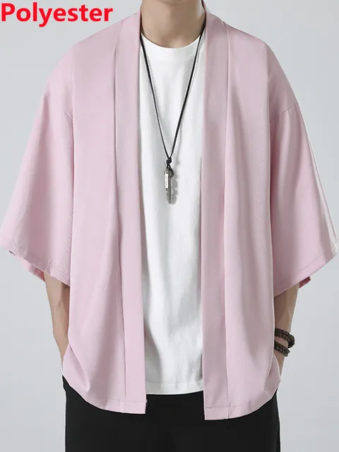 Crane Embroidery Haori Kimono Harajuku Japanese Style Plus Size Men Samurai Costume Yukata Asian Clothes Cardigan Women Jacket pink