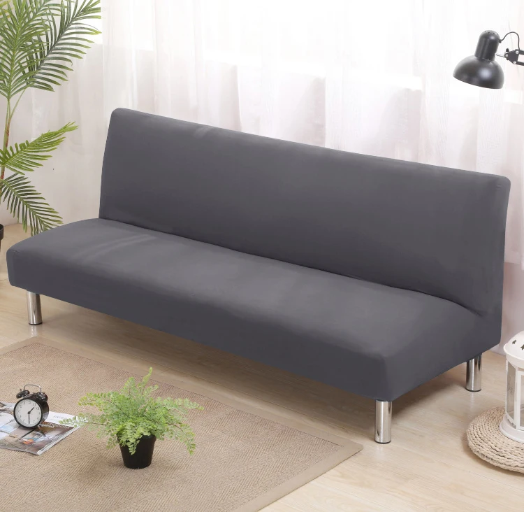 1PC Stretch Sofa Bed Cover Classic Solid Color Armless Sofa Covers Removable Dust-proof Slipcovers for Living Room Hotel Decor 5