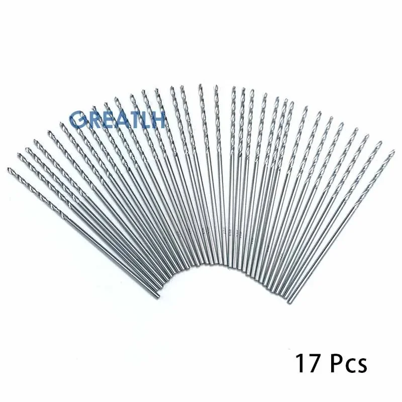 17pcs/set Stainless Steel Drill Bits Orthopedics Surgery Tool 0.8mm-4.8mm Autoclavable veterinary Pet 115mm Long