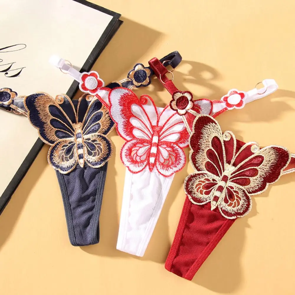 

Comfortable Seamless Butterfly Pattern Briefs Embroidery Thong Sexy Underwear Women Panties Lingerie Underpant